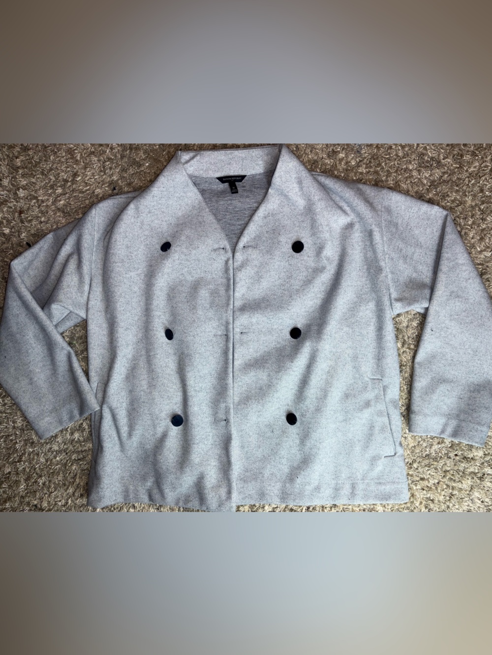 Banana Republic Light Heather Grey Double Breasted Knit Peacoat Jacket Medium